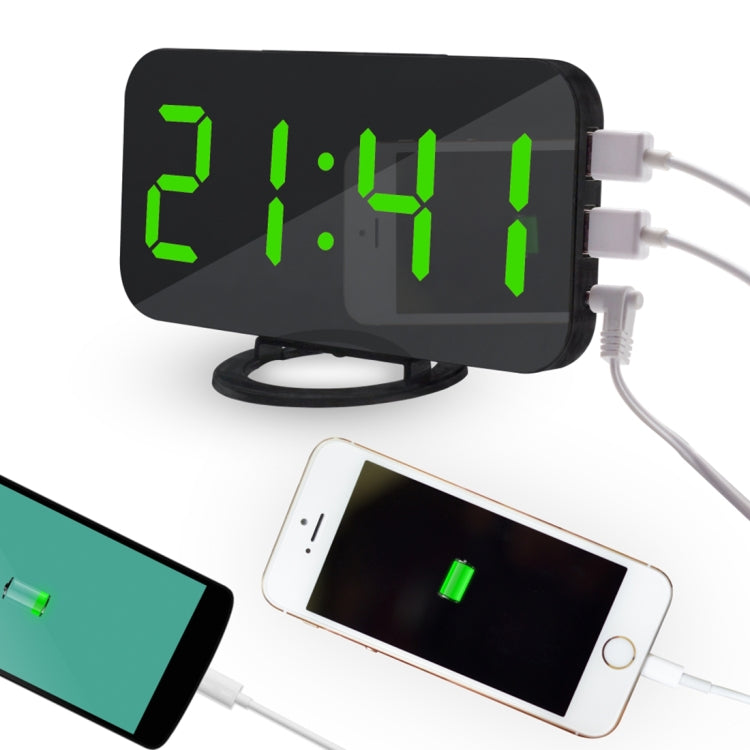 Sveglia multifunzione con display LED a specchio e 2 porte USB