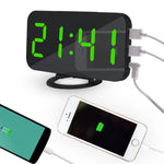 Sveglia multifunzione con display LED riflettente a specchio creativo con funzione snooze e 2 porte di ricarica USB
