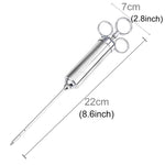 Strumenti di cottura per iniettore di carne di tacchino per condimento a doppio ago siringa in acciaio inossidabile da 60 ml, Stainless Steel Marinade Injector