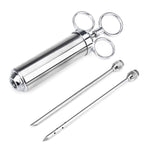 Strumenti di cottura per iniettore di carne di tacchino per condimento a doppio ago siringa in acciaio inossidabile da 60 ml, Stainless Steel Marinade Injector