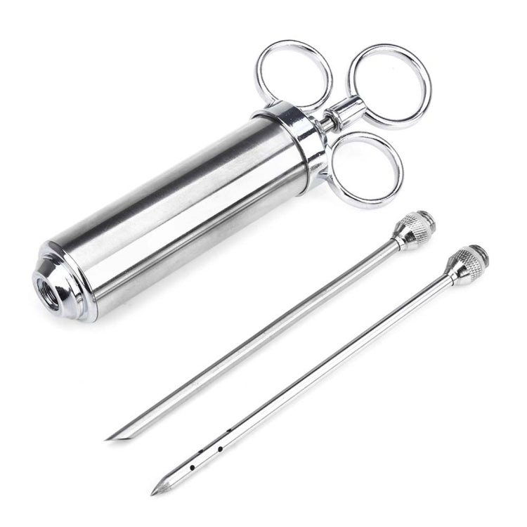 Strumenti di cottura per iniettore di carne di tacchino per condimento a doppio ago siringa in acciaio inossidabile da 60 ml, Stainless Steel Marinade Injector