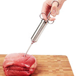 Strumenti di cottura per iniettore di carne di tacchino per condimento a doppio ago siringa in acciaio inossidabile da 60 ml, Stainless Steel Marinade Injector