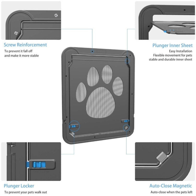 Modello di impronta di animale domestico Serratura automatica per cani / Cancello con serratura Finestra con patta sicura per gatti Porta per animali domestici, dimensioni: 42x37 cm, 42x37cm