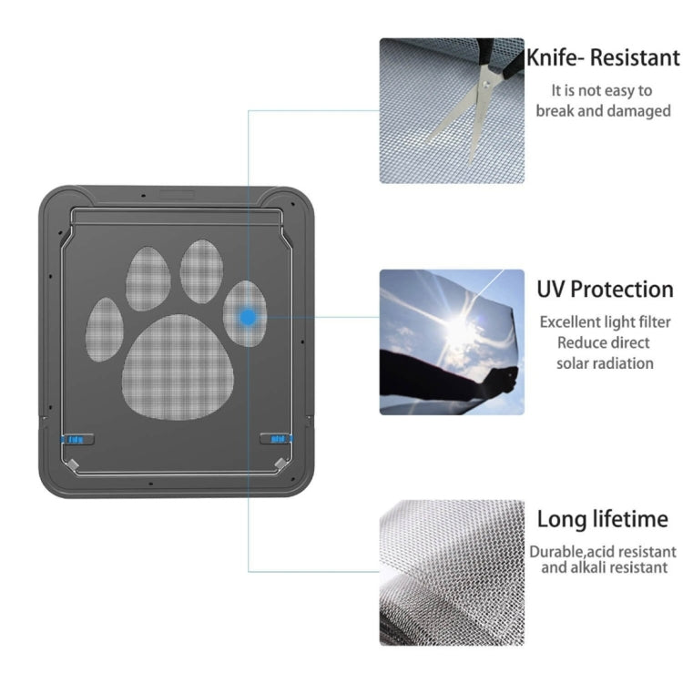Modello di impronta di animale domestico Serratura automatica per cani / Cancello con serratura Finestra con patta sicura per gatti Porta per animali domestici, dimensioni: 42x37 cm, 42x37cm