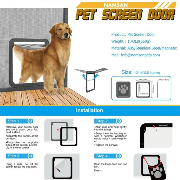 Modello di impronta di animale domestico Serratura automatica per cani / Cancello con serratura Finestra con patta sicura per gatti Porta per animali domestici, dimensioni: 42x37 cm, 42x37cm