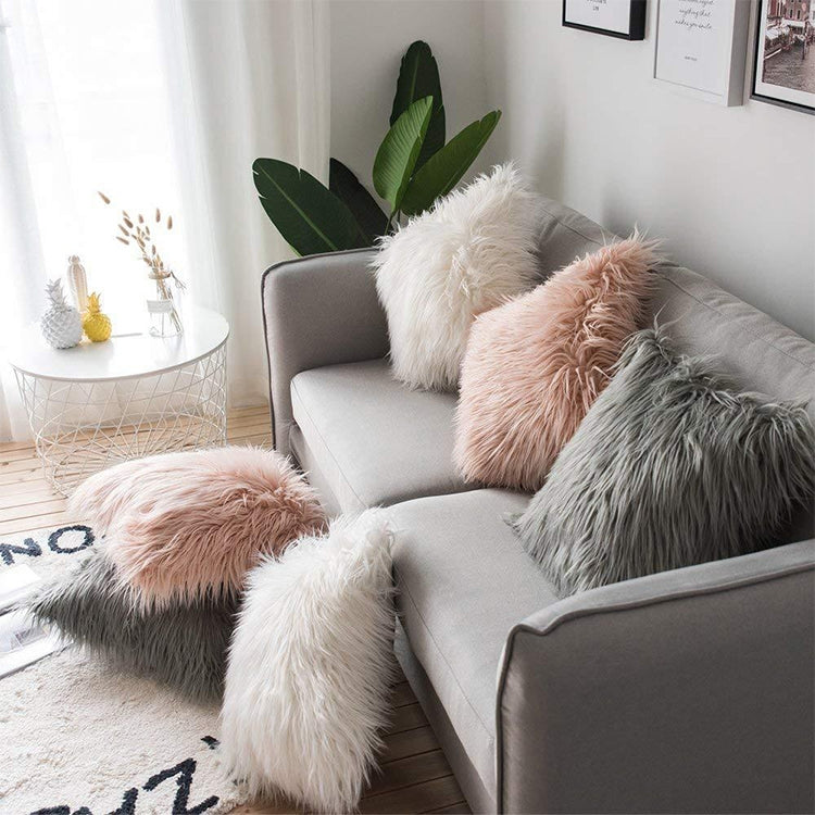 Fodera per cuscino in peluche lunga in velluto Fodera in pelo popolare quadrata per la decorazione della camera da letto della casa, dimensioni: 45 x 45 cm