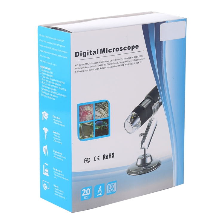 USB Magnifying Glass 0.3MP HD Image Sensor 2560x1920P USB Digital Microscope with 8 LEDs and Professional Stand