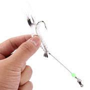 Esche da pesca a forma di gamberetti luminosi Esche da pesca artificiali con gancio, Lunghezza: 7 cm, White Black