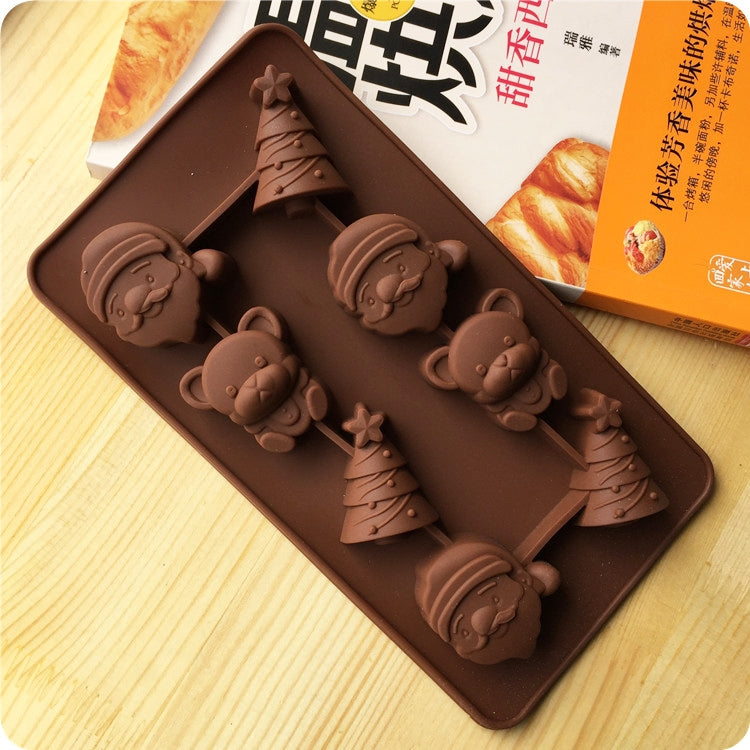 2 pezzi di albero di Natale Babbo Natale cioccolato dessert pasticceria cucina cottura stampo in silicone per reticolo di ghiaccio, Santa Claus