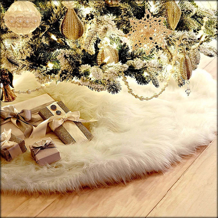 Gonna in peluche bianca per albero di Natale 78 cm