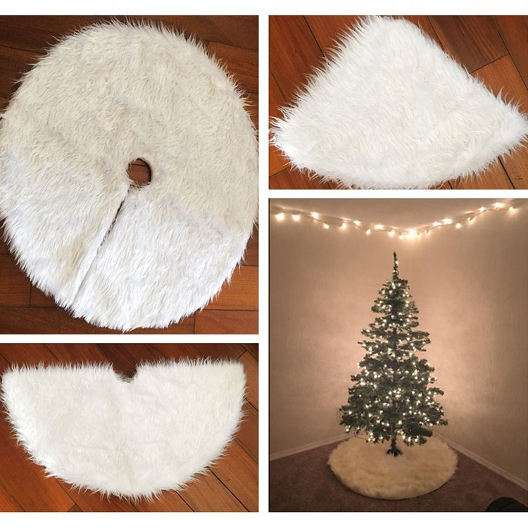 Gonna in peluche per albero di Natale Decorazione ornamentale rotonda bianca, diametro: 90 cm, 90cm