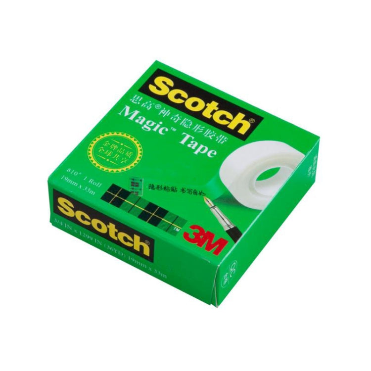 Nastro invisibile magico Scotch 810 3M Nastro trasparente per riparazione di scritte, copia senza tracce, dimensioni: 33 m x 12,7 mm, Size: 33m x 12.7mm