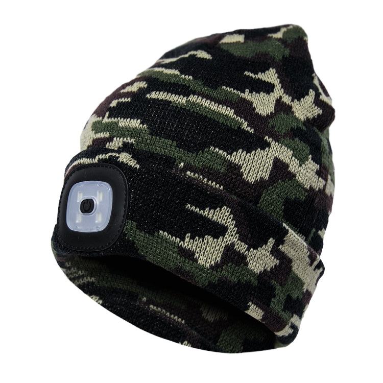 Cappello invernale unisex in maglia di poliacrilonitrile caldo, berretto per adulti con 4 luci a LED, USB Type