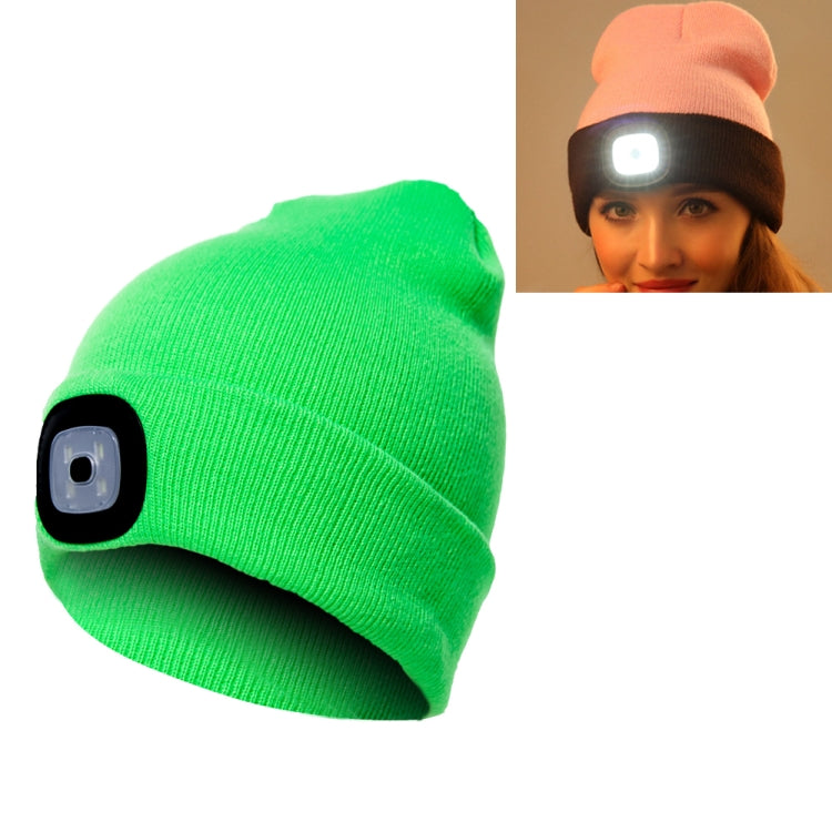 Cappello invernale unisex in maglia di poliacrilonitrile caldo, berretto per adulti con 4 luci a LED, USB Type