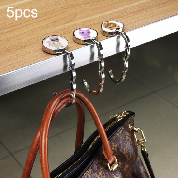 Gancio per borse con gancio pieghevole rotondo da 5 pezzi, lunghezza: 10,1 cm, consegna a colori casuale, Bag Hanger