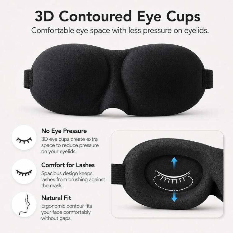 Maschera per dormire 3D in poliestere e spugna