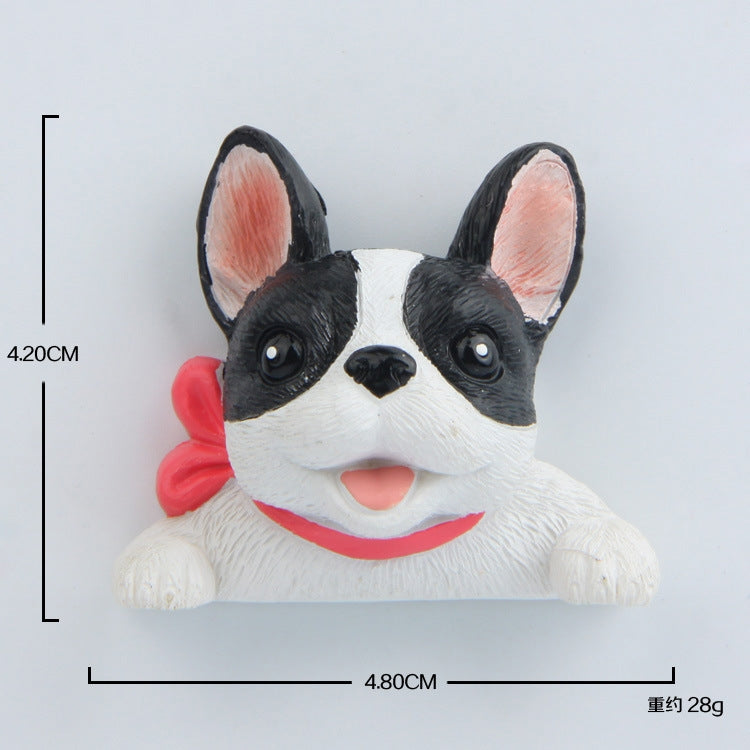 Decorazione per la casa Originalità Bulldog francese Cravatta 3D Pasta frigo, NON magnetica, Bulldog NO Magnetic