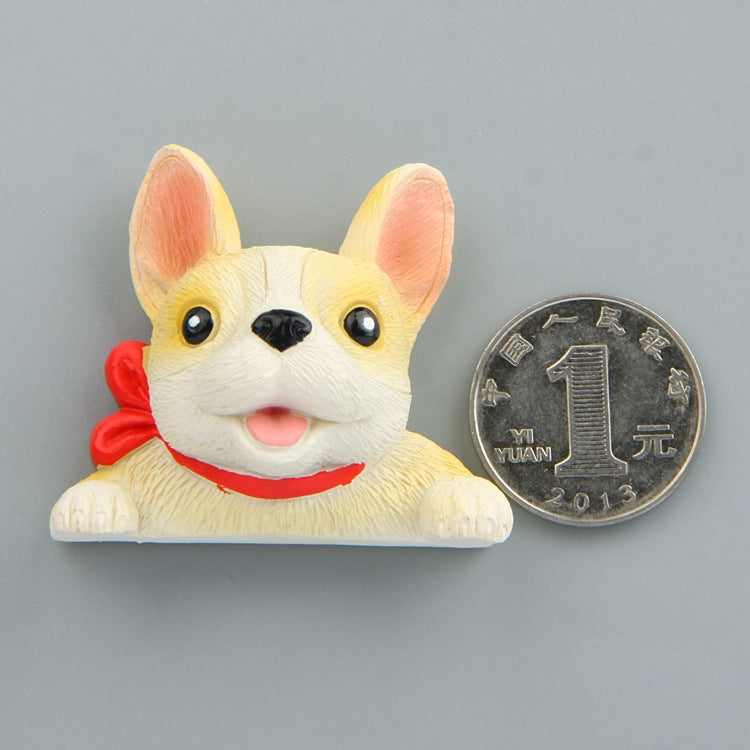 Decorazione per la casa Originalità Bulldog francese Cravatta 3D Pasta frigo, NON magnetica, Bulldog NO Magnetic