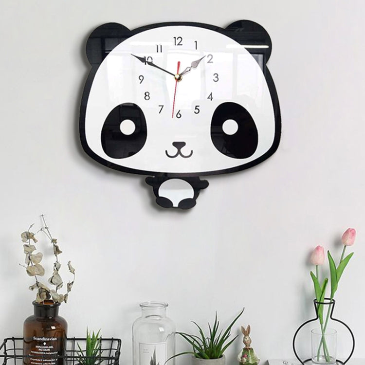 Decorazione creativa della camera da letto dell'ufficio domestico Panda Swing Orologio da parete in acrilico, Panda Swing Acrylic Wall Clock