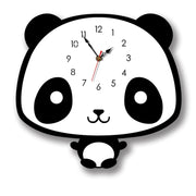 Decorazione creativa della camera da letto dell'ufficio domestico Panda Swing Orologio da parete in acrilico, Panda Swing Acrylic Wall Clock