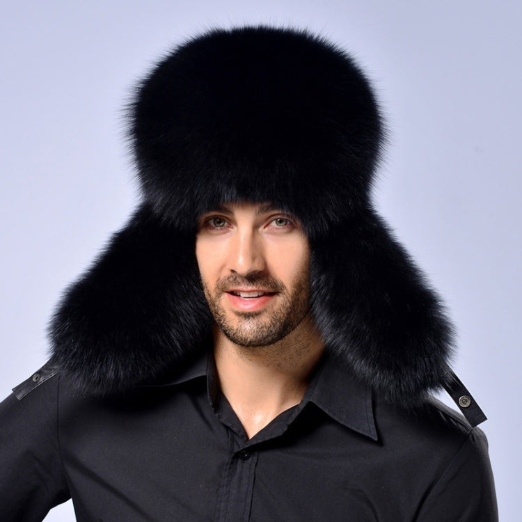 Cappelli da uomo LeiFeng in capelli di volpe nuovo stile invernale, cappello di pelliccia invernale con protezione per le orecchie di persone medie e anziane, caldo e spesso, Fox Hair ((Black), Fox Hair (Grey), Fox Hair  (Khaki)