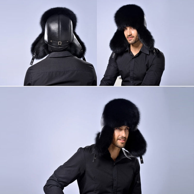 Cappelli da uomo LeiFeng in capelli di volpe nuovo stile invernale, cappello di pelliccia invernale con protezione per le orecchie di persone medie e anziane, caldo e spesso, Fox Hair ((Black), Fox Hair (Grey), Fox Hair  (Khaki)