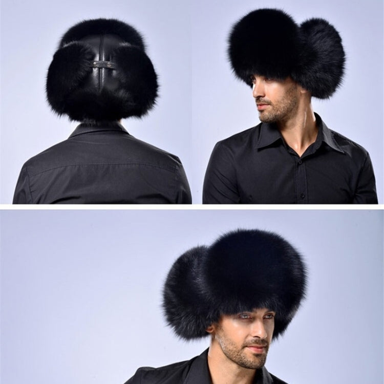 Cappelli da uomo LeiFeng in capelli di volpe nuovo stile invernale, cappello di pelliccia invernale con protezione per le orecchie di persone medie e anziane, caldo e spesso, Fox Hair ((Black), Fox Hair (Grey), Fox Hair  (Khaki)