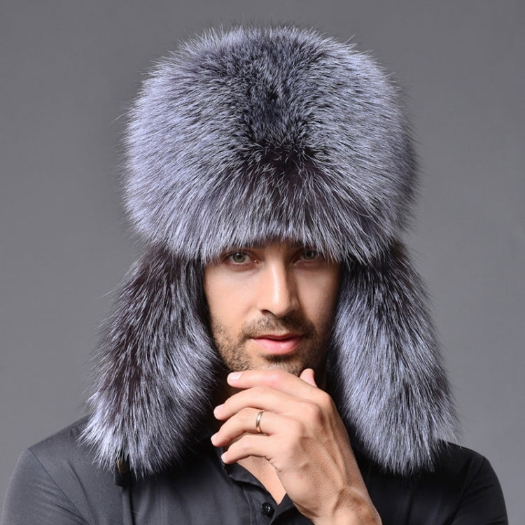 Cappelli da uomo LeiFeng in capelli di volpe nuovo stile invernale, cappello di pelliccia invernale con protezione per le orecchie di persone medie e anziane, caldo e spesso, Fox Hair ((Black), Fox Hair (Grey), Fox Hair  (Khaki)