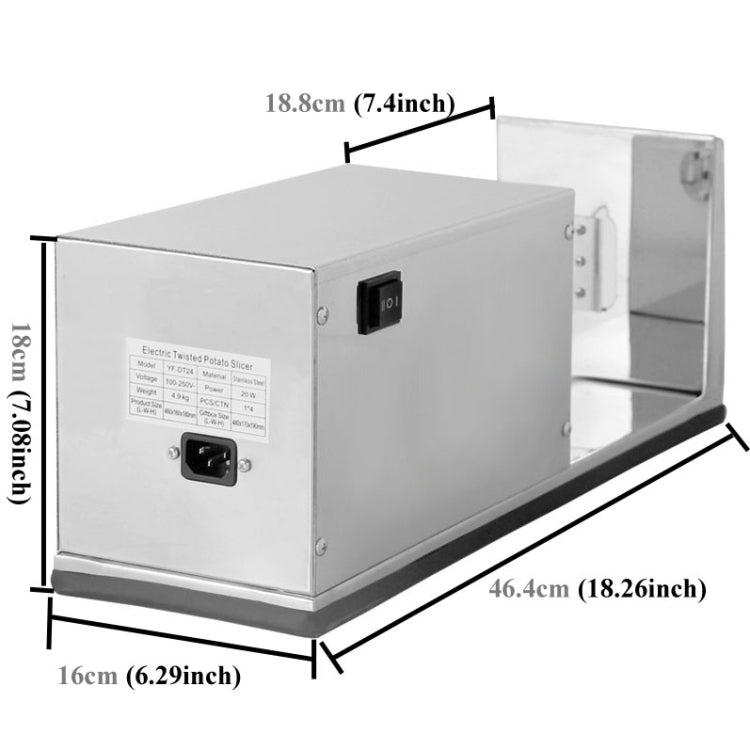 Gru elettrica per patate in acciaio inox 46cm