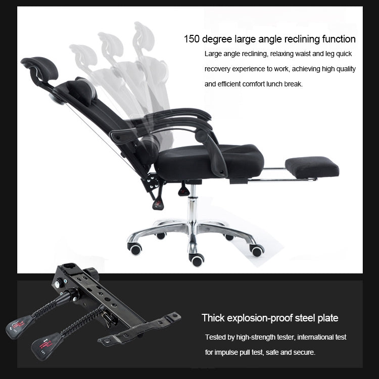 RC-10-1 Sedia per computer Sedia da ufficio Casa Esport Rete in tessuto Sollevato Poggiapiedi ruotato Sedia reclinabile con piedini in acciaio, With Steel Feet/Footrest