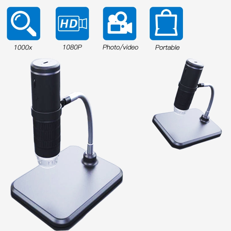 Microscopio digitale con ingrandimento 1000X F210 HD 1080P WIFI con 8 luci LED, F210 Silver