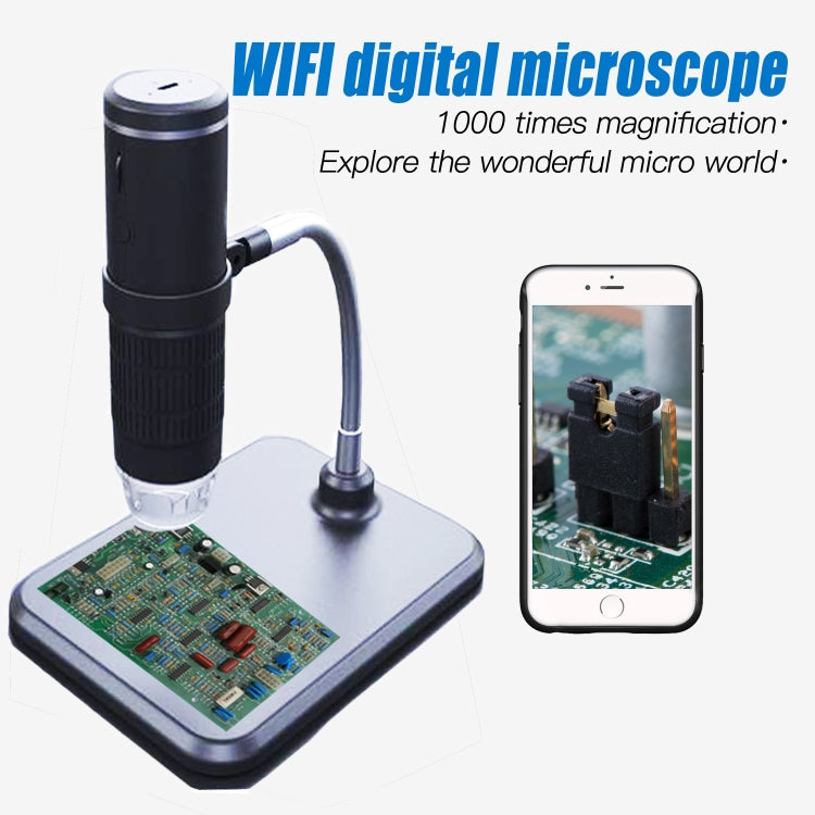 F210 HD 1080P WIFI 1000X Magnification Digital Microscope with 8 LED Lights, F210 Silver