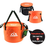 Borsa per attrezzatura da pesca da campeggio con cestino di scarico doppio pieghevole per esterno in PVC 30L 4 in 1