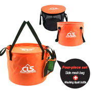 Borsa per attrezzatura da pesca da campeggio con cestino di scarico doppio pieghevole per esterno in PVC 30L 4 in 1