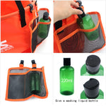 Borsa per attrezzatura da pesca da campeggio con cestino di scarico doppio pieghevole per esterno in PVC 30L 4 in 1