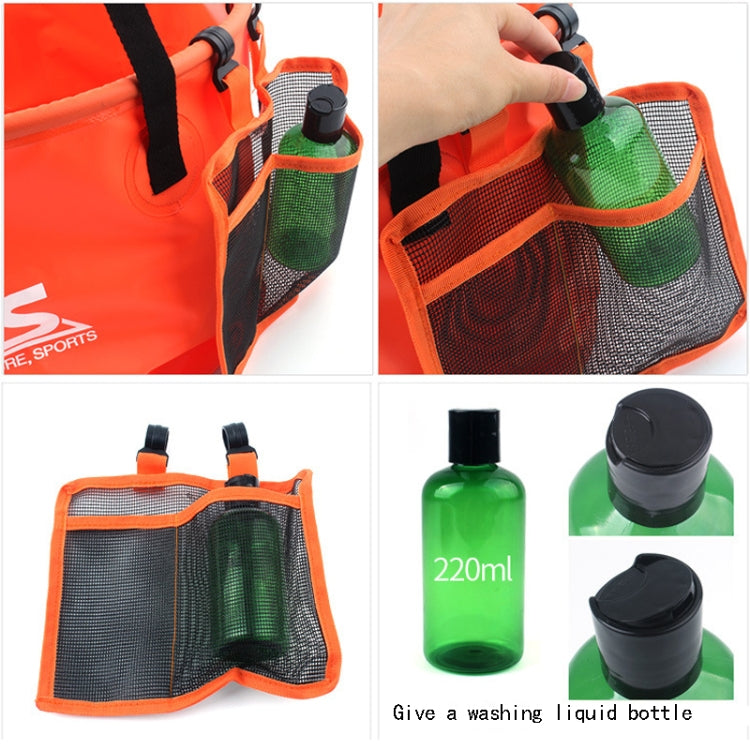 Borsa per attrezzatura da pesca da campeggio con cestino di scarico doppio pieghevole per esterno in PVC 30L 4 in 1