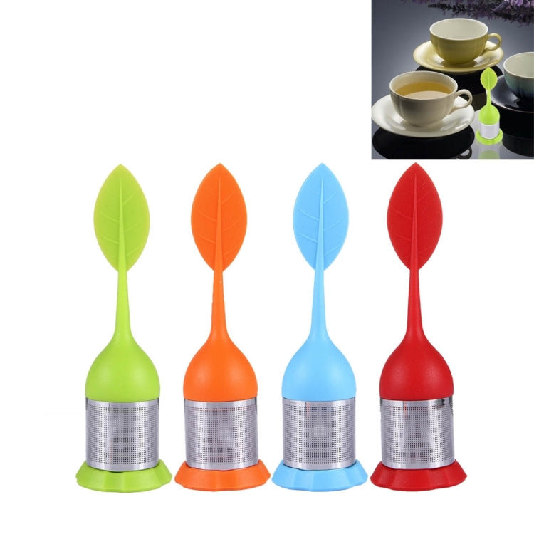 Il silicone per foglie per uso alimentare produce filtri da tè in acciaio inossidabile per bustine di tè, consegna casuale di colori, Leaf Shape