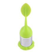 Il silicone per foglie per uso alimentare produce filtri da tè in acciaio inossidabile per bustine di tè, consegna casuale di colori, Leaf Shape