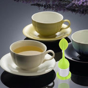 Il silicone per foglie per uso alimentare produce filtri da tè in acciaio inossidabile per bustine di tè, consegna casuale di colori, Leaf Shape