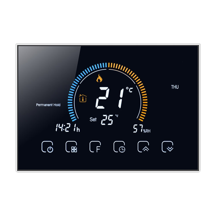 BHT-8000-GA Controllo del riscaldamento dell'acqua Risparmio energetico ed ecologico Smart Home Display negativo Schermo LCD Termostato ambiente rotondo senza WiFi, without WiFi