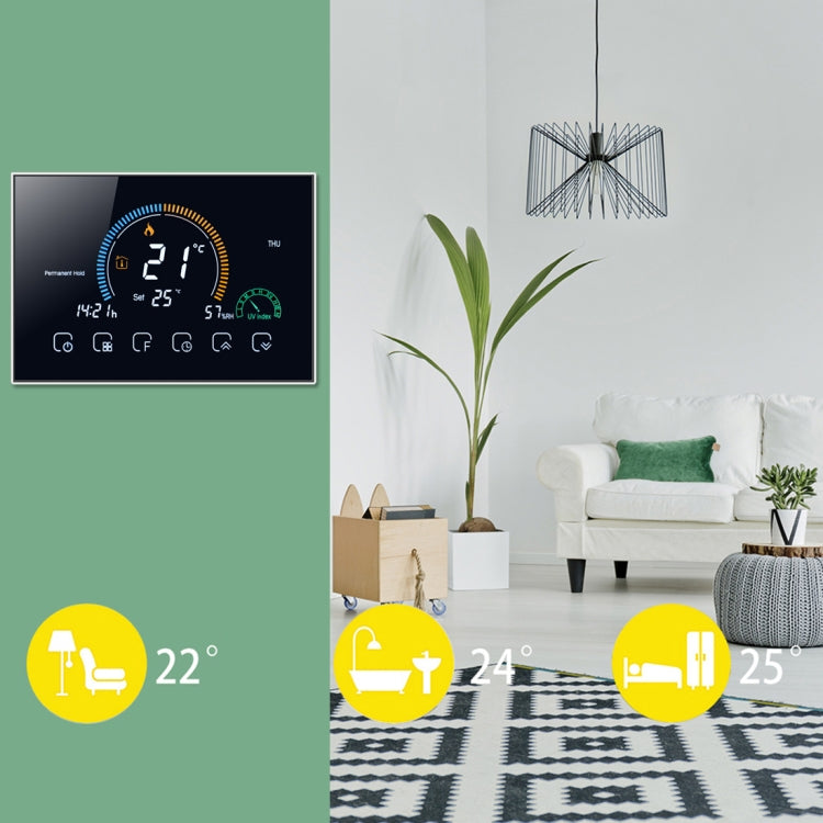 BHT-8000-GA Water Heating Control Energy Saving and Eco-friendly Smart Home Negative Display LCD Screen Round Room Thermostat without WiFi, without WiFi