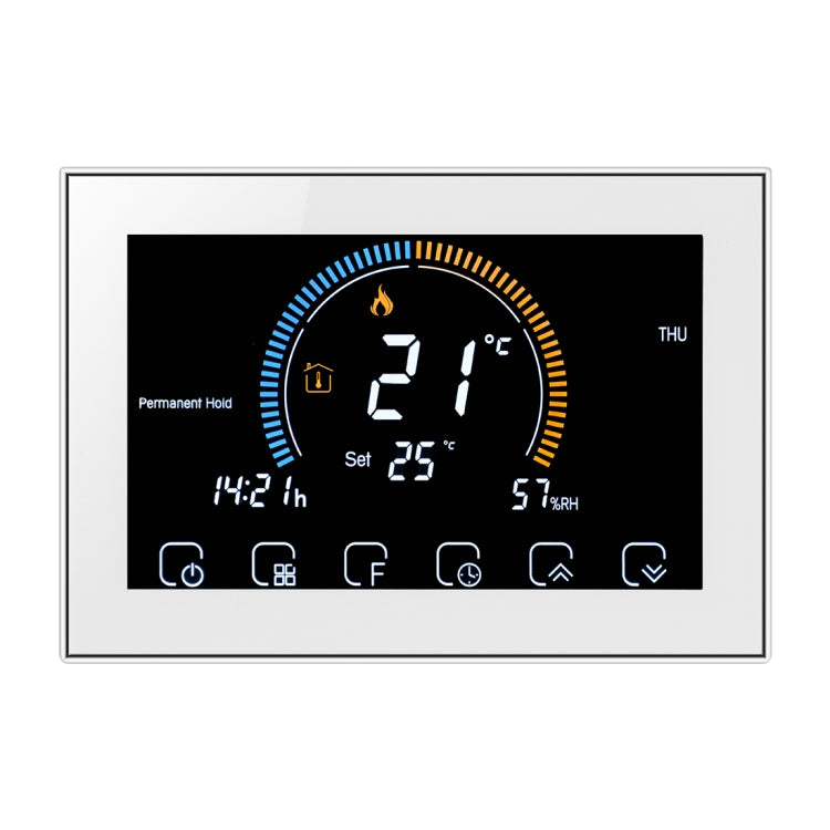 BHT-8000-GA Water Heating Control Energy Saving and Eco-friendly Smart Home Negative Display LCD Screen Round Room Thermostat without WiFi, without WiFi