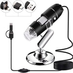 HD Image Sensor with 1600X Magnifying Glass 3 in 1 USB Digital Microscope with 8 LED and Professional Stand