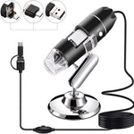 HD Image Sensor with 1600X Magnifying Glass 3 in 1 USB Digital Microscope with 8 LED and Professional Stand