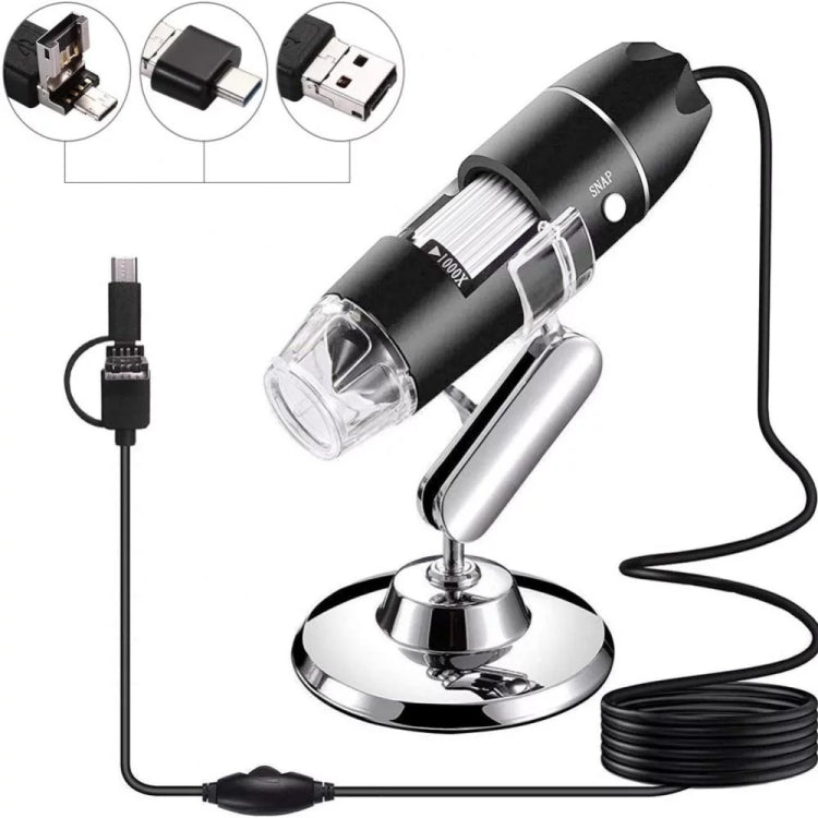 HD Image Sensor with 1600X Magnifying Glass 3 in 1 USB Digital Microscope with 8 LED and Professional Stand