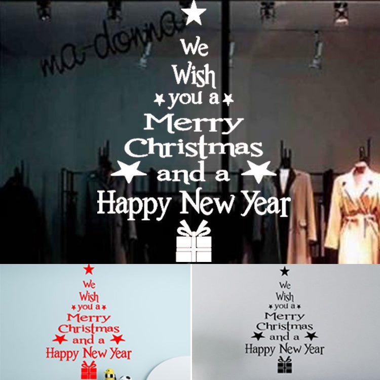 Benedizione dell'albero di Natale Soggiorno Finestra Porta in vetro Decorazione adesivo da parete rimovibile di Natale, Blessing Christmas Tree (Black), Blessing Christmas Tree (Red), Blessing Christmas Tree (White)