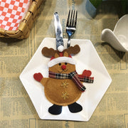 Decorazione natalizia con motivo pupazzo di neve, stoviglie, coltello, forchetta, tasca, copertura, with Legs