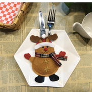 Decorazione natalizia con motivo pupazzo di neve, stoviglie, coltello, forchetta, tasca, copertura, with Legs