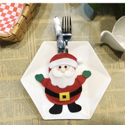 Decorazione natalizia con motivo pupazzo di neve, stoviglie, coltello, forchetta, tasca, copertura, with Legs