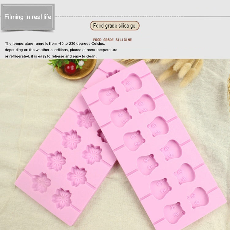 Stampi per cioccolato in silicone fai-da-te da 12 capacità (forma lecca-lecca), Cherry Blossoms Shape, Cow Shape, Lollipop Shape